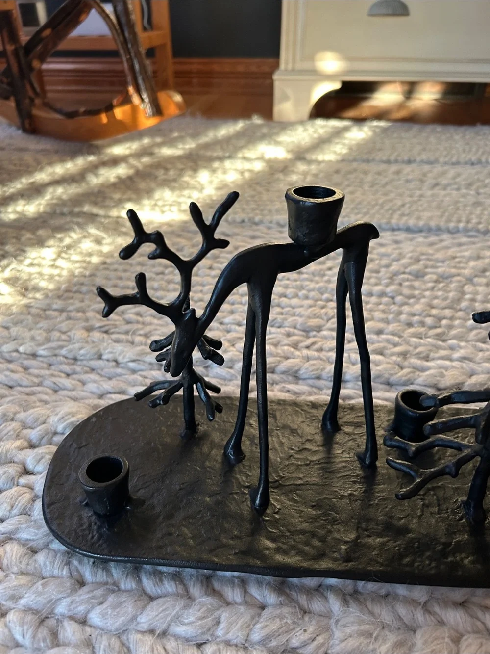 Pottery Barn Sculpted Reindeer Centerpiece Candle Holder – Black Metal